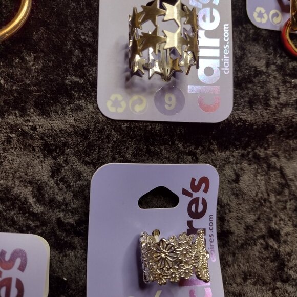 New‎ Claires Icing Chunky Chain Link Collar Choker Necklace Rings Earrings Set - Picture 7 of 10